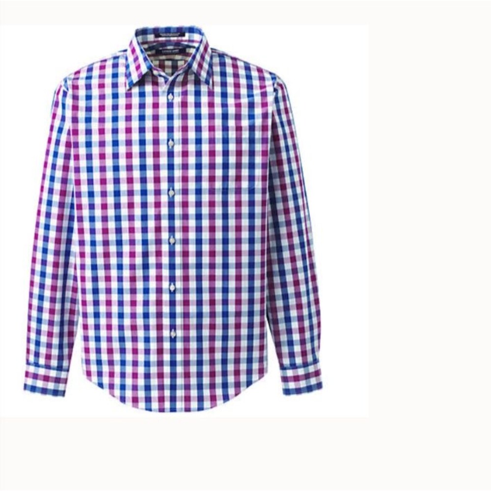 lands end Men's Big and Tall Long Sleeve classic dress shirt 21 x 37 new blue 4x